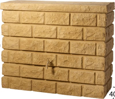 Graf regenton Rocky 400 L -zandbeige-met kraan-met vulautomaat voor rechthoekige regenpijp