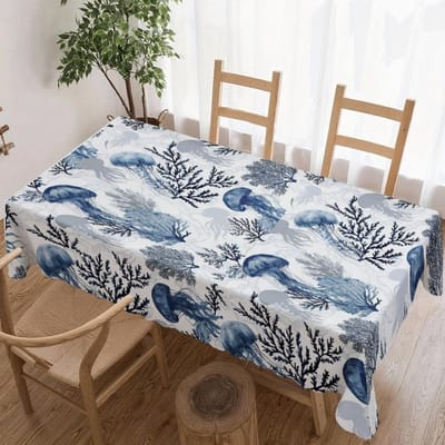 Kwallen Koraal Rechthoekige Tafelkleed voor Tafeldecoratie Keuken Eetkamer Waterdicht Herbruikbaar Tafelkleden voor Tafel Bruiloft Feest 90x140cm gray