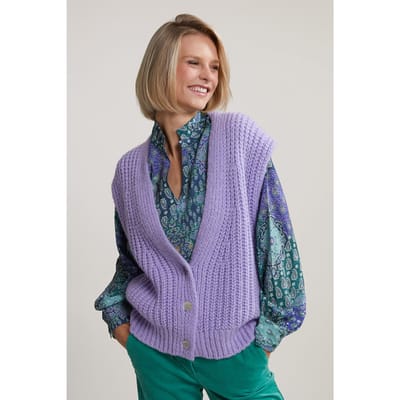 River Woods Purple Buttoned V-neck Spencer Size: M | Cardigans Outlet | Dames | Paars