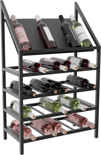 MetaloPro Wijnrek Napa – Zwart Metalen Flessenrek Voor 35 Wijnflessen, Robuust Design, Ideaal Voor Keuken, Kelder Of Bar – 95×60×30cm