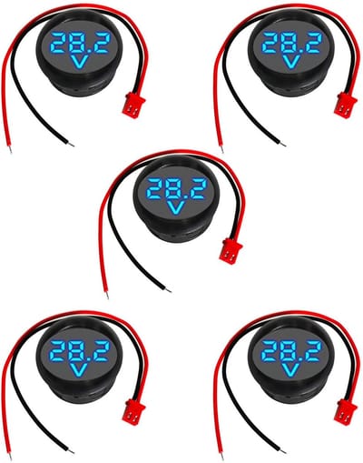 Mini volmeter DC 4-100V - Nauwkeurige digitale spanningsmeter met LED-display - Omgekeerde polariteitsbescherming - 5 stuks