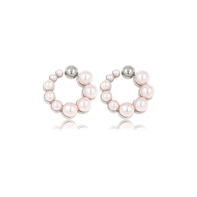 My Bendel - Zilverkleurige Oorstekers met Roze Parels 13mm - met Luxe Cadeauverpakking | Sieraden Voor Dames