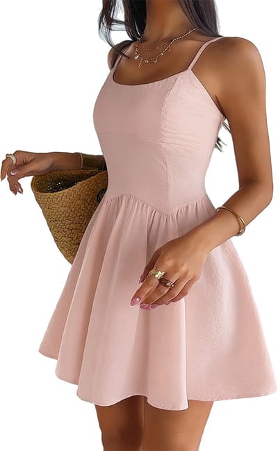 Prachtige Zomer Jurk - Dames - Roze - Kort - Wijde rok