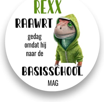 Traktatiestickers Afscheid Kleuterschool - Naam raawrrrt gedag - begin Basisschool -Sluitsticker - Kinder Traktatie - Traktatiestickers Pimp Studio