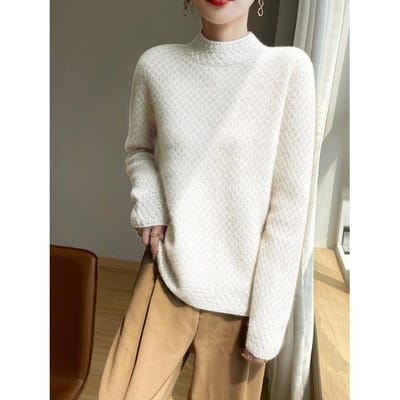 Dernier Pull Pur Automne Hiver pour Femmes Col Roulé Mi-hauteur Épaissi Tricoté Base Top Coupe Confortable Style Décontracté Pull Pullover XXL
