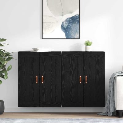vidaXL - Wandkast - 2 - st - Zwart - Eiken - 69,5 - x - 34 - x - 90 - cm - Bewerkt - hout