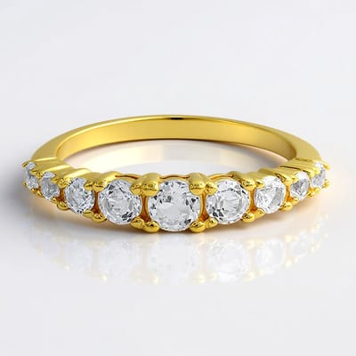 Cavill - Zilveren ring met witte topaas - 925 Sterling Zilver Verguld - 9 Nigeriaanse witte topaas rond geslepen - elegante chique ring vrouw