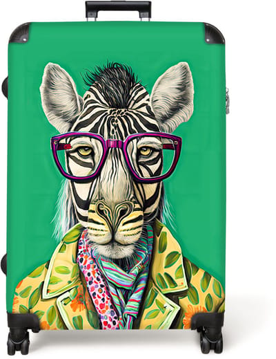 NoBoringSuitcases.com® - Koffer groot - Reiskoffer lichtgewicht - Zebra - Bril - Hippie - Bloemen - Dieren - Rolkoffer met 4 wielen - Grote trolley XL - 98 liter bagage