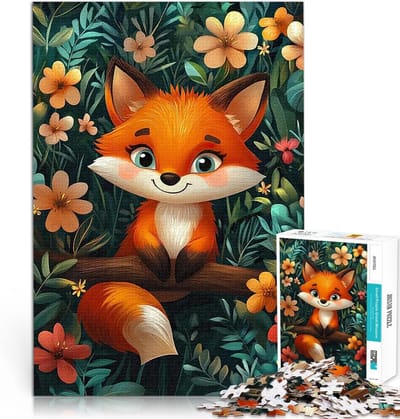 Houten Puzzel - Kunstwerk Legpuzzel - Familie Ontspanning - FSC Gecertificeerd - 75 x 50 cm - Schattige Vos