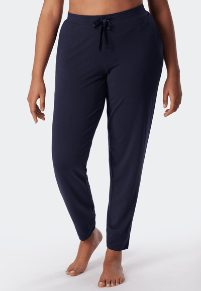 Langere loungebroek van modalvezel met manchetten, blauw - Mix+ Relax 34