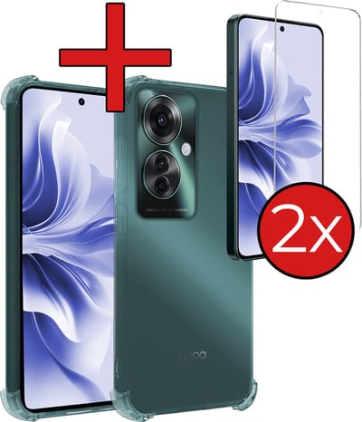 Hoesje - Met Screenprotector - 2 Stuks - Geschikt voor OPPO Reno 11F - Sterk & Shockproof - Back Cover - Siliconen Case - Telefoon Hoes - Shock Proof - Telefoonhoes - Transparant