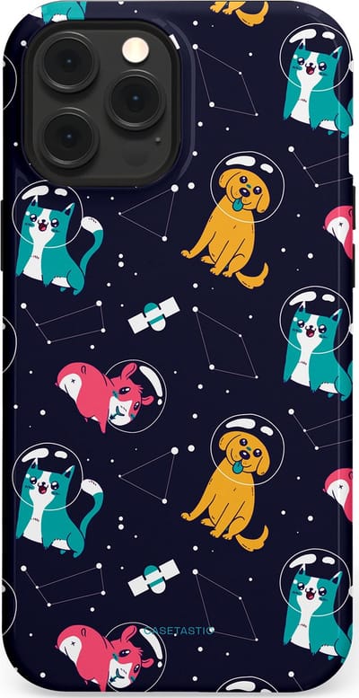 Casetastic Hoesje Geschikt voor Apple iPhone 12 Pro Max Magsafe - Stijlvolle Beschermende Duo-layer Case - Sterrennacht Dieren