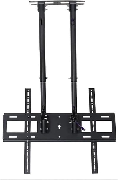 Dubbele TV Beugel - Plafondsteun Scherm - Ruimte Besparen - Kantelbaar Draaibaar - 60-100 Inch 80kg - Zwart