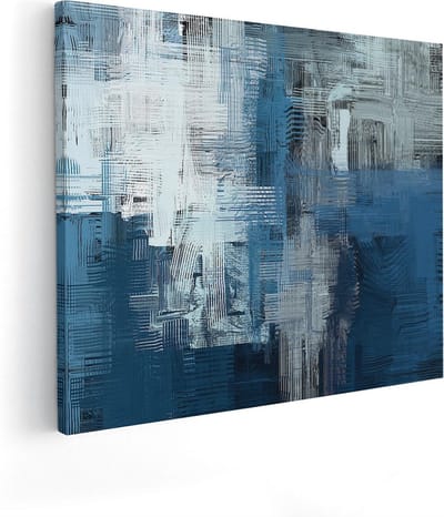 Artaza Canvas Schilderij Abstracte Kunst - 50x40 cm - Muurdecoratie Blauw - Wanddecoratie Woonkamer - Kamer Accessoires