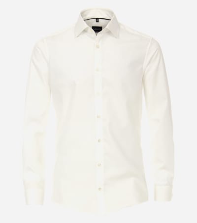 VENTI modern fit overhemd - popeline - beige met dubbele manchet - Strijkvrij - Boordmaat: 39