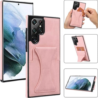Telefoonhoesje geschikt voor Samsung Galaxy S24 Ultra | Lederen Hoesje | Back Cover Telefoonhoesje | Pasjeshouder | Roze