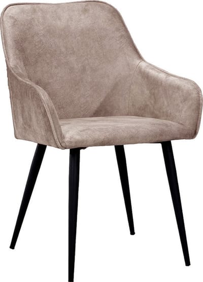 Soph & Tess - Florence Eetkamerstoel - Set van 4 - Taupe - Fluweel - Velvet - Industrieel - Met armleuning - Easy Clean Stoffen - Hoge Kwaliteit
