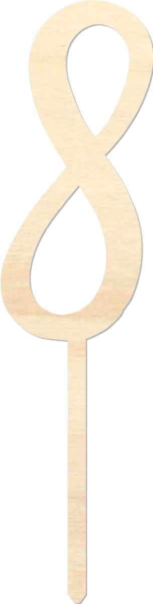 Houten caketopper / taarttopper - Getal 8 - Taart / Cake topper op bestelling gemaakt