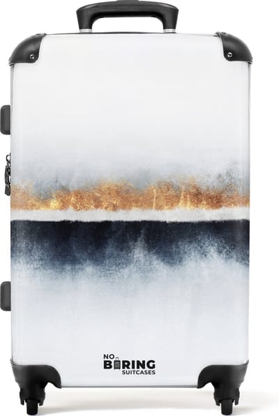 NoBoringSuitcases.com - Grote koffer - Goud - Zwart - Wit - Abstract - Luxe - Reiskoffer met 4 wielen - Trolley op wieltjes - Rolkoffer groot - 72 liter - Ruimbagage valies 20kg - Valiezen voor volwassenen