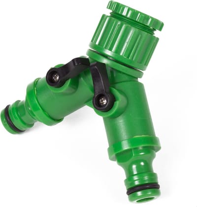 Benson Waterverdeler 2-weg - Kunststof - Grijs/Groen - 1/2" en 3/4" - Apart afsluitbaar