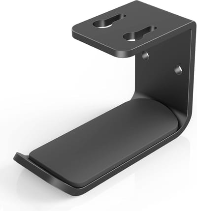 Thijox - Wandhouder voor koptelefoon, verstelbare aluminium houder met antislip siliconen, voor kantoor, bureau, muur, zwart, 2,56 x 1,97 inch