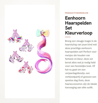 Dailygoods- Haarspelden 8-delige set - Eenhoorn-haarspelden - Pruik-haarspeld - Feestaccessoires - Verjaardagscadeau - Milieuvriendelijk PVC - Haarsieraden