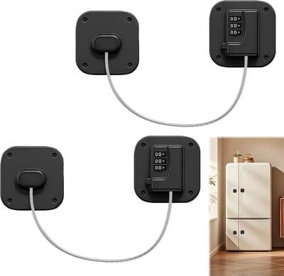 2 Stuks Koelkastslot met Code - Kinderslot voor Koelkast en Vriezer - Zelfklevend Veiligheidsslot zonder Boren - Combinatieslot voor Kasten en Lades - zwart