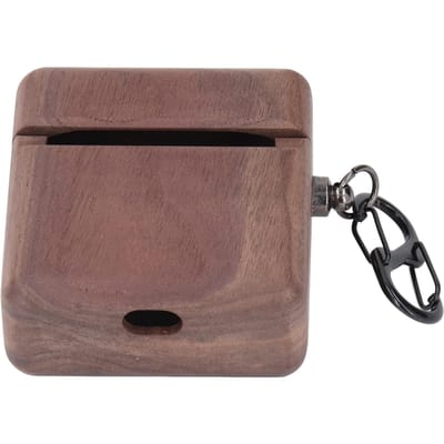 Bluetooth Oordopjes Case Cover Houten Case Microfiber Voering Handgemaakt Valbestendig Draadloos gray
