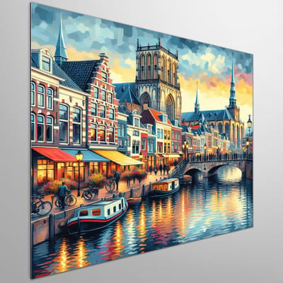 Acryl groningen schilderij | Reflectie van de historische pracht van Groningen in acryl | Kunst - 80x80 centimeter op Dibond | Foto op Dibond