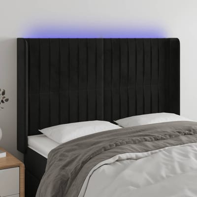 vidaXL - Hoofdbord - LED - 147x16x118/128 - cm - fluweel - zwart