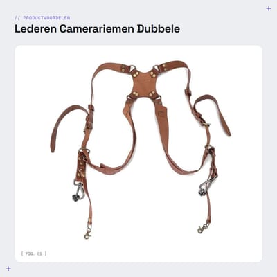 Dailygoods- Camerariem Dubbele Schouderharnasriem - Verstelbare Schouderriem - Leer/Messing - Geschikt voor DSLR-camera's - Lichtgewicht - Gloednieuw - Camera Strap