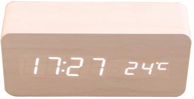 Allecto - Houten LED Digitale Alarmklok - Temperatuurweergave - Multifunctioneel - Voor Thuis en Kantoor - Modern Design - Digitale Tijdsaanduiding...