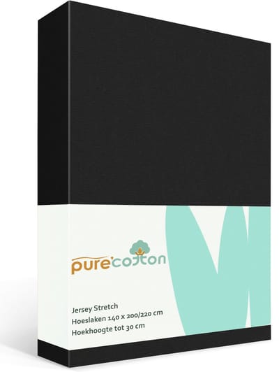 Hoeslaken 140x200 - Katoen jersey - Hoekhoogte 30cm - Elastiek rondom - Zwart