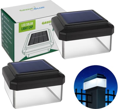 GreenBlue - Tuinlamp - LED-zonnelamp voor paal, 60x60 mm, envelopvormige kap, GB126, 2 stuks
