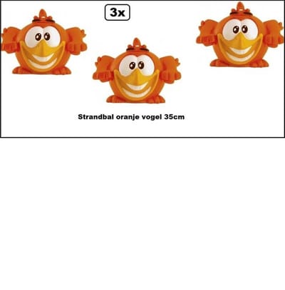 3x Bal oranje geluksvogel 35cm - Strand zwembad beach fun festival thema feest verjaardag