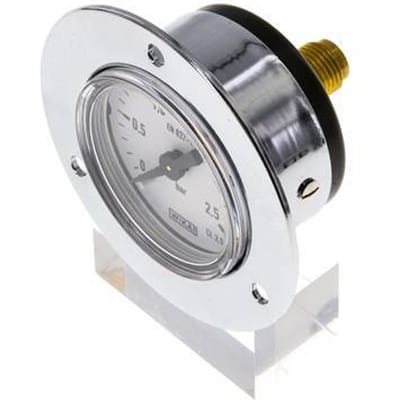 0..2.5 Bar Paneelmontage Manometer Staal/Messing 40 mm Klasse 2.5 (Voorflens) - MW02P540SH-FP