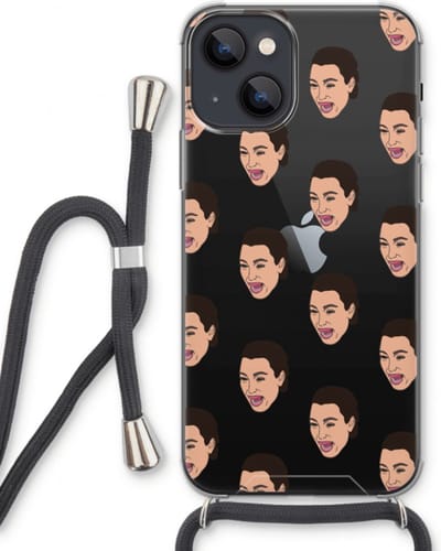Case Company® - Hoesje met koord geschikt voor iPhone 13 hoesje met Koord - Ugly Cry Call - Telefoonhoesje met Zwart Koord - Bescherming aan alle Kanten en Over de Schermrand