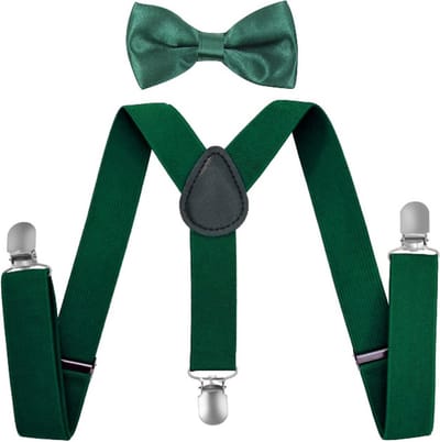 Jumada's - Kinder Bretel met Vlinderstrik - Vlinderdas - Feestelijke Kinderoutfit - Stoere Bretel met Strik - groen