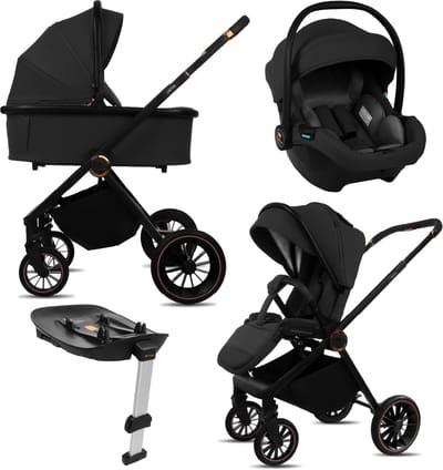 BabyLux® Kinderwagen 4in1 Set CASTOR, Opvouwbare Lichtgewicht Combi Kinderwagenset Incl. Reiswieg, Buggy, I-Size Kinderzitje, Autostoel, 4 Verstelbare Standen, 0-22kg, Uv-Bescherming 50+