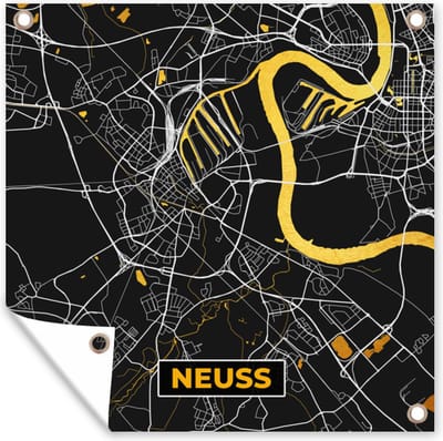 Tuin poster Neuss - Goud - Stadskaart - Kaart - Plattegrond - Duitsland - 200x200 cm - Tuindoek