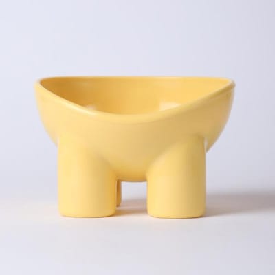 Nouveau bol pour chat et chien, pied haut, petit bol pour chien, protection du cou, bol pour nourriture et eau pour animaux de compagnie, anti-basculement, alimentation pour animaux de compagnie, dessert, collation, accessoires jaune