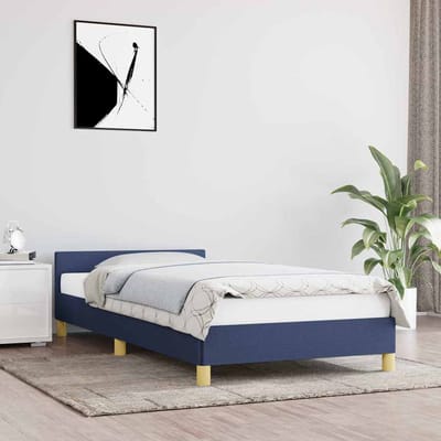 vidaXL - Bedframe - met - hoofdeinde - zonder - matras - 90x190 - cm - stof - blauw