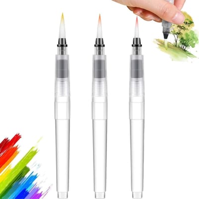 Kleurige Waterverf Penseel Set met Puntige Waterkwast, 3 Navulbare Balpen en 155 mm Lengte voor Creatieve Projecten