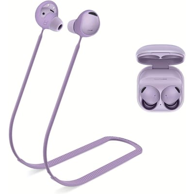 Zachte Siliconen Anti-Verlies Riem voor Galaxy Buds 2 Pro - Afneembaar Sportkoord Nekkoord in Zwart, Wit of Paars, Veilige Pasvorm voor Actieve Levensstijlen
