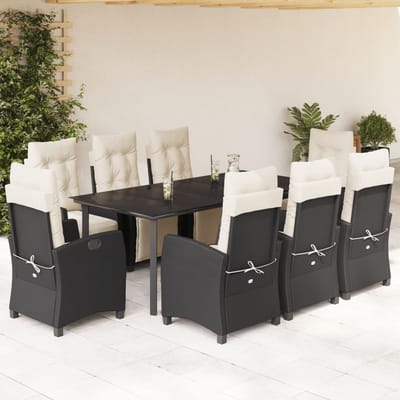 vidaXL - 9-delige - Tuinset - poly - rattan - zwart