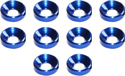 Set van 10 M5 Aluminium Geanodiseerde Ingezonken Cupringen voor Motorbumper - Blauw, Duurzaam, Precisie, Accessoires