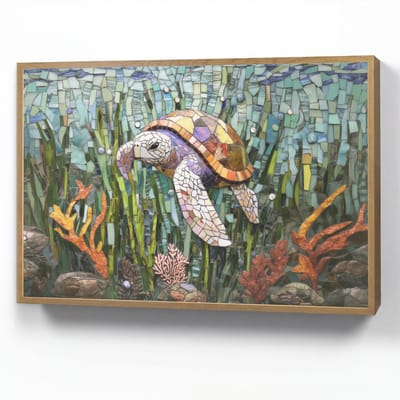 Wandlamp 90x60 cm - Oplaadbaar - Schildpad - Zeewier - Mozaïek - Wandlampen binnen woonkamer - Slaapkamer lamp - Decoratieve nachtlamp - Vloerlamp draadloos