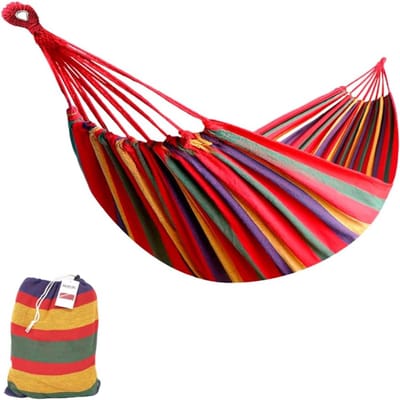 Katoenen Hangmat - Dubbele Hangmat - Buiten Ontspannen - Inclusief Draagtas - 150x180cm 150kg - Diverse Kleuren