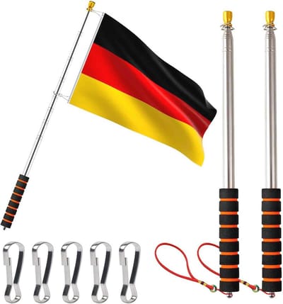 Telescopische Vlaggenstokken 2,5 m - Draagbare Handheld Vlaggenmast met Accessoires voor Camping en Outdoor Activiteiten