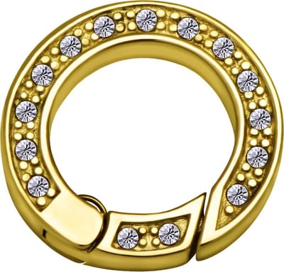 Quiges - RVS Verbindingsring Verguld 17mm met Zirkonia voor Kettingen en Hangers - EPC016